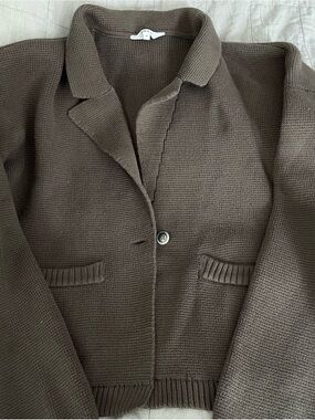 KOTN Khaki Green Knit Collared Cardigan Jacket